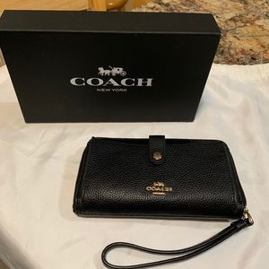 Coach Black Pebble Leather Wallet